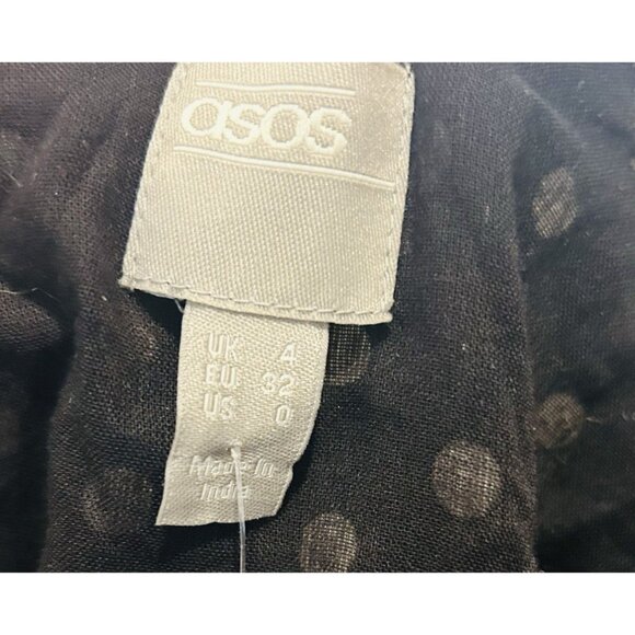 ASOS Retro A-Line Mini Dress Black White Polka Dot Fit Flare Retro Size 4 - Picture 8 of 12